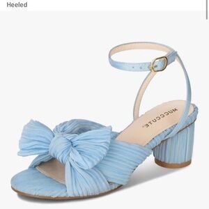 Light Blue Bow Ankle-Strap Heeled Sandals